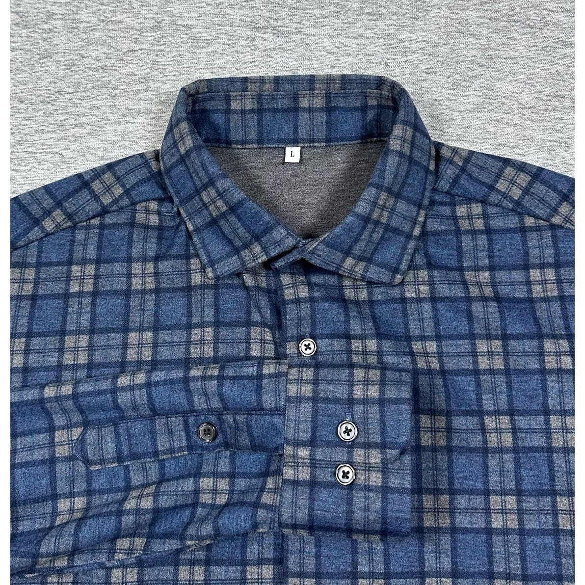 State & Liberty Shirt Mens Large Blue Flannel Plaid Athletic Fit Button Up